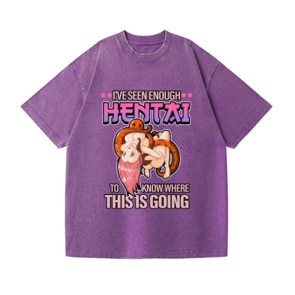 Funny Hentai Vintage Wash Japanese Design T-Shirt