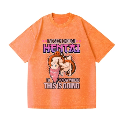 Funny Hentai Vintage Wash Japanese Design T-Shirt