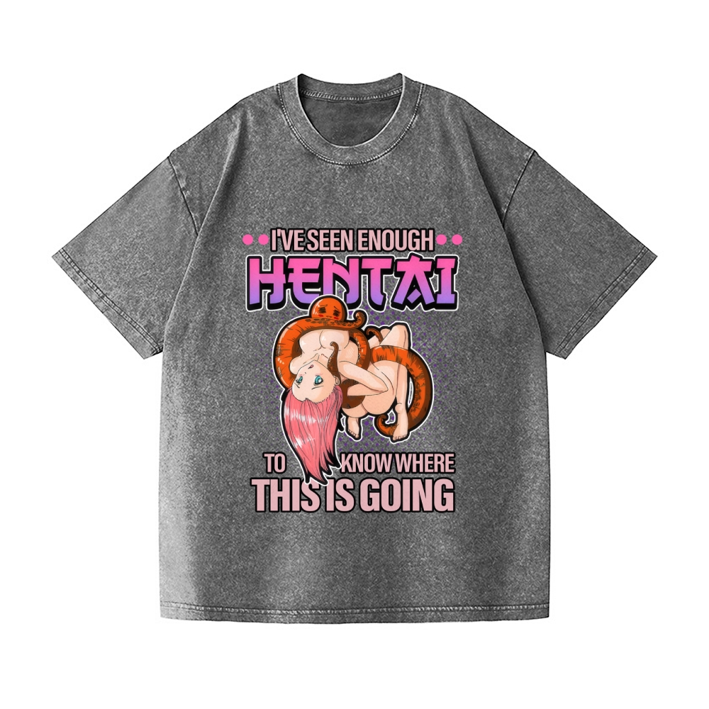 Funny Hentai Vintage Wash Japanese Design T-Shirt