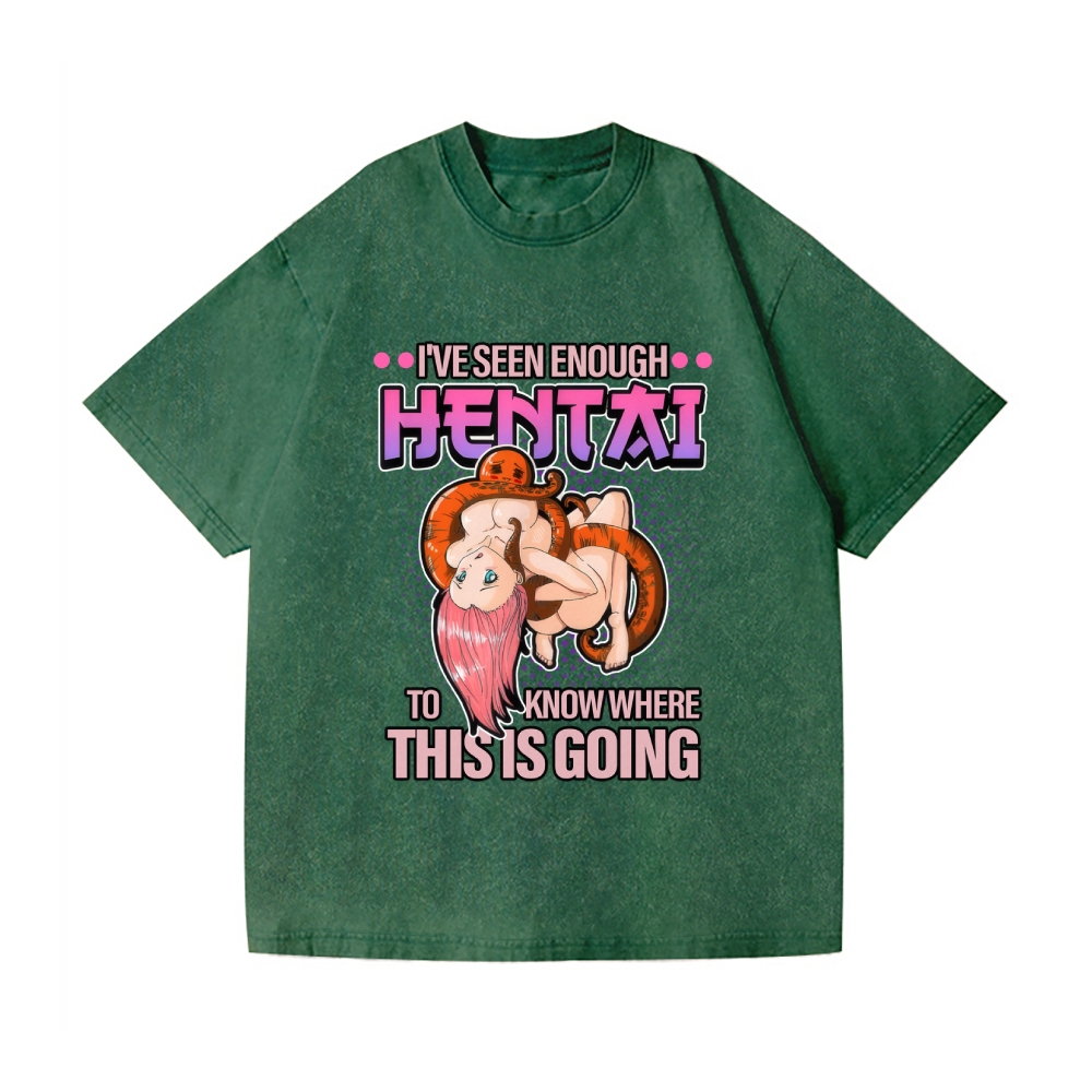 Funny Hentai Vintage Wash Japanese Design T-Shirt