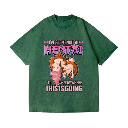 Funny Hentai Vintage Wash Japanese Design T-Shirt