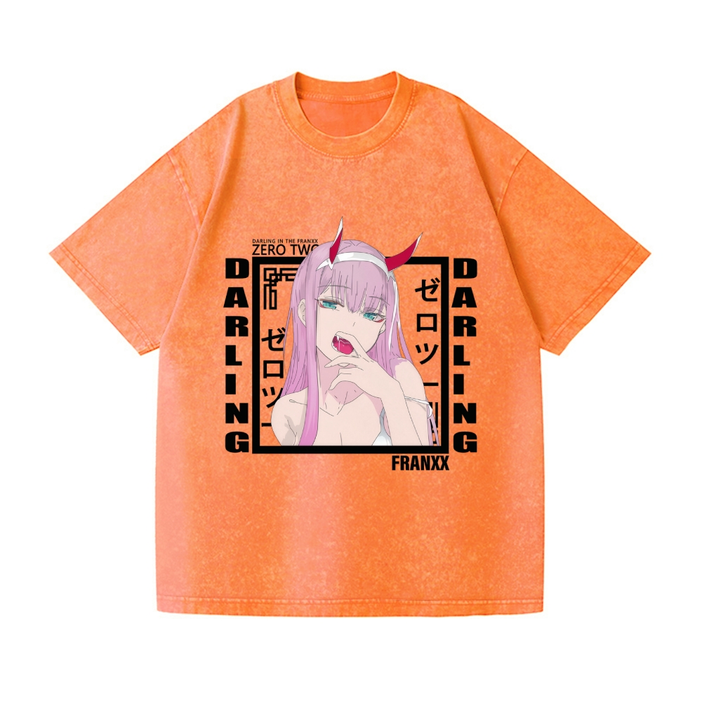 Zero Two Anime Darling In the franxx Vintage Wash Japanese Design T-Shirt