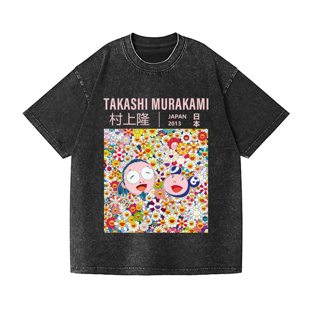 TM Flower Vintage Wash Japanese Design T-Shirt