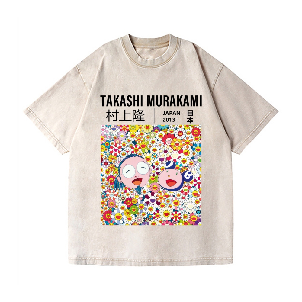 TM Flower Vintage Wash Japanese Design T-Shirt