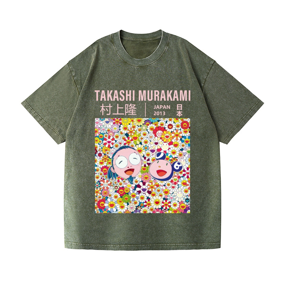 TM Flower Vintage Wash Japanese Design T-Shirt