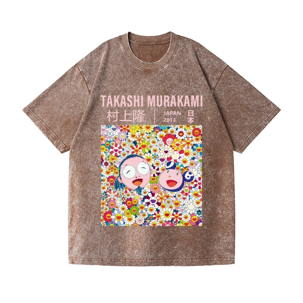 TM Flower Vintage Wash Japanese Design T-Shirt