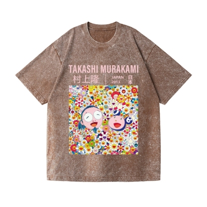 TM Flower Vintage Wash Japanese Design T-Shirt