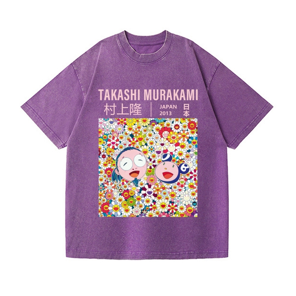 TM Flower Vintage Wash Japanese Design T-Shirt