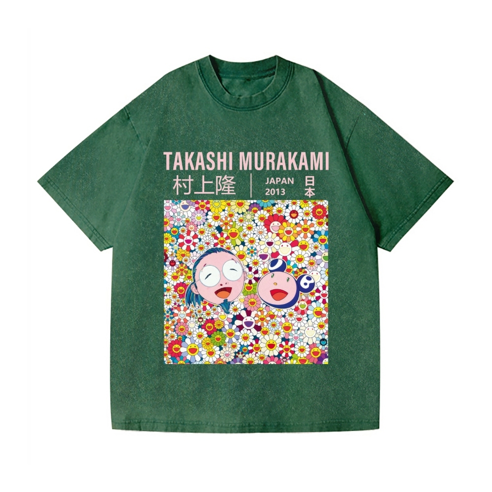 TM Flower Vintage Wash Japanese Design T-Shirt