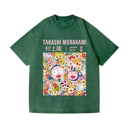 TM Flower Vintage Wash Japanese Design T-Shirt