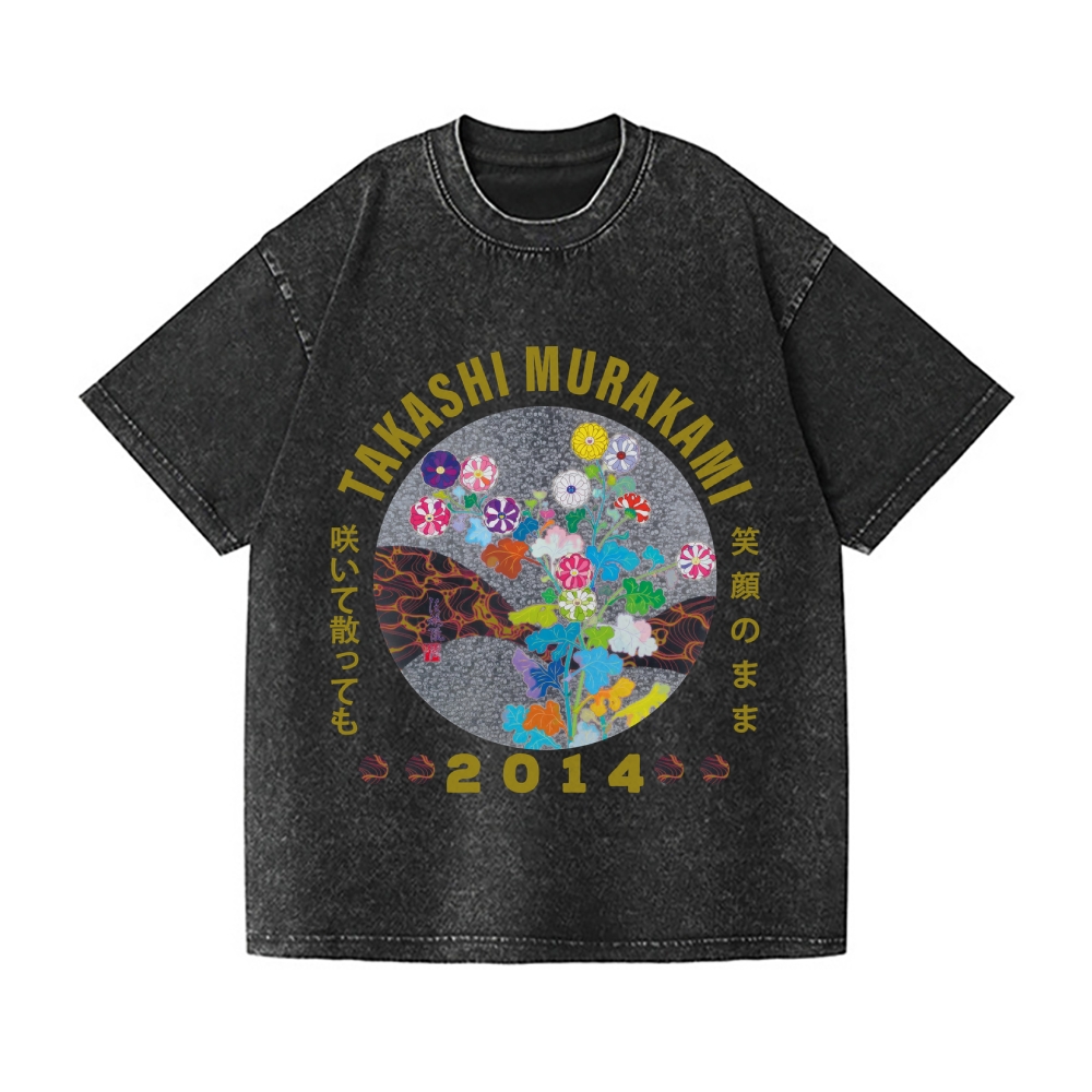 TM Flower Vintage Wash Japanese Design T-Shirt