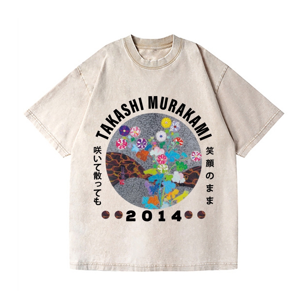 TM Flower Vintage Wash Japanese Design T-Shirt