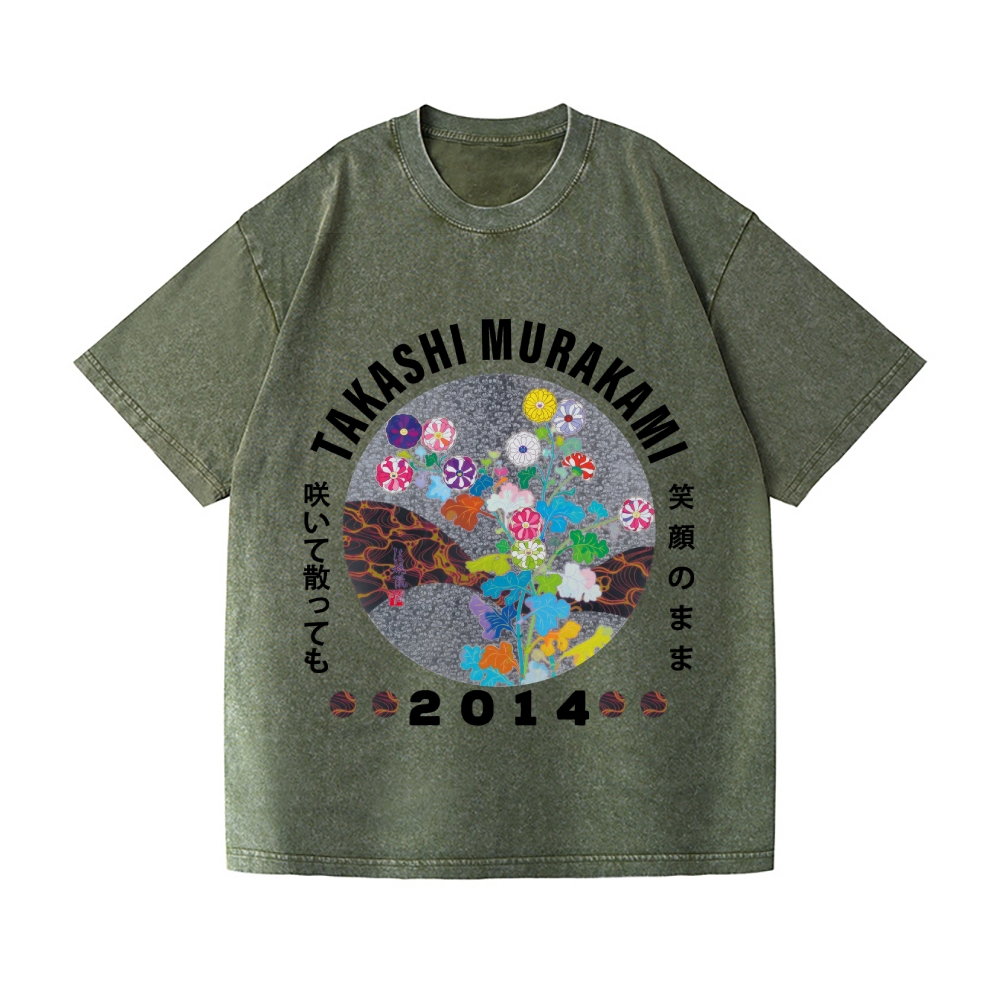 TM Flower Vintage Wash Japanese Design T-Shirt