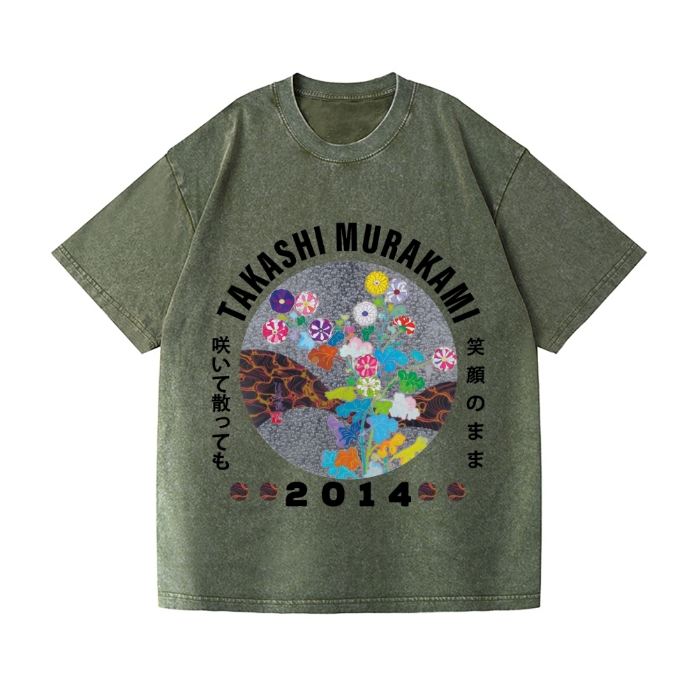 TM Flower Vintage Wash Japanese Design T-Shirt