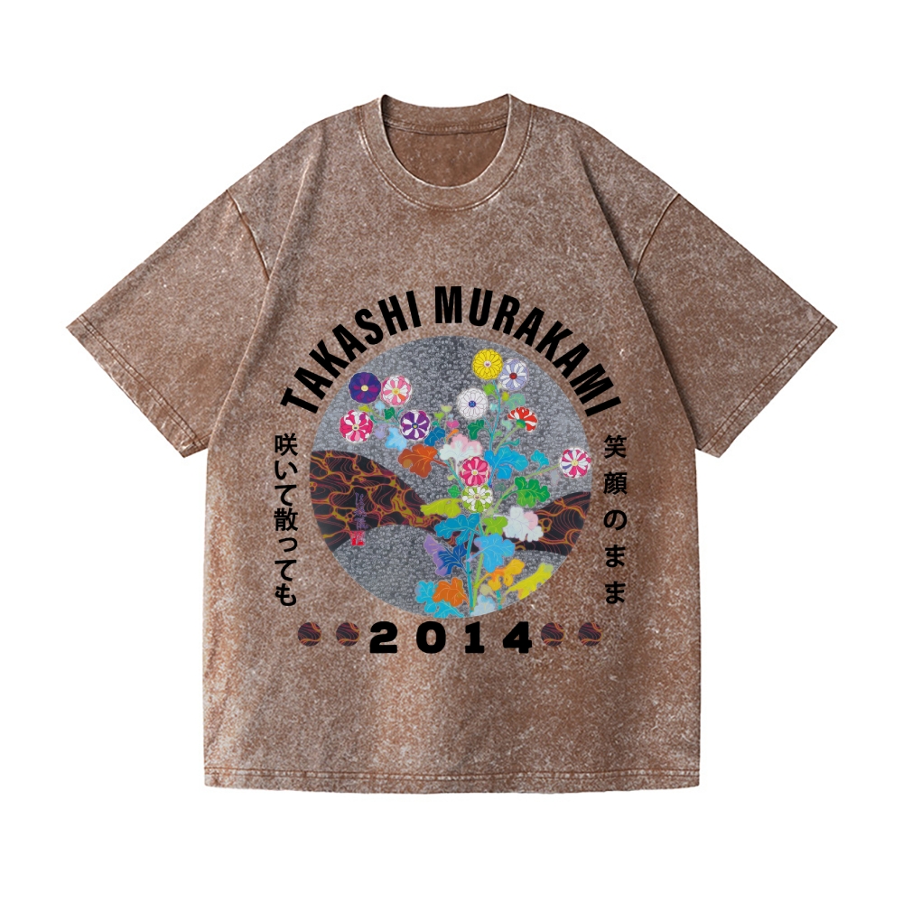 TM Flower Vintage Wash Japanese Design T-Shirt