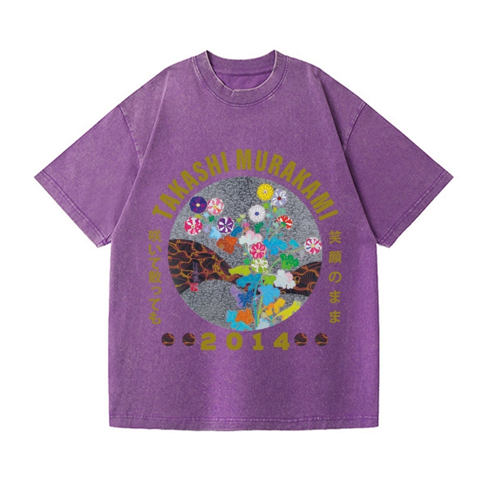 TM Flower Vintage Wash Japanese Design T-Shirt
