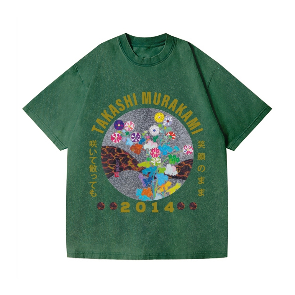 TM Flower Vintage Wash Japanese Design T-Shirt