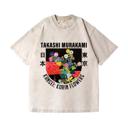 TM Flower Vintage Wash Japanese Design T-Shirt