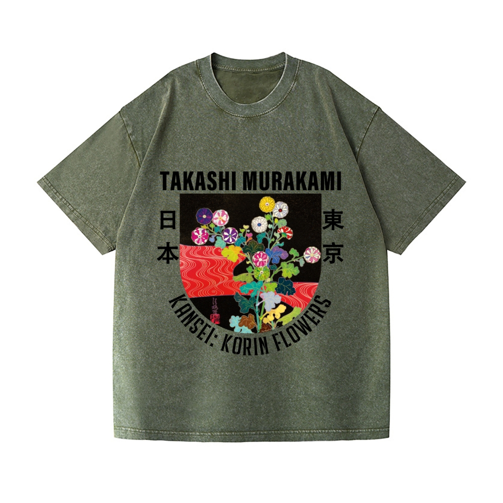 TM Flower Vintage Wash Japanese Design T-Shirt