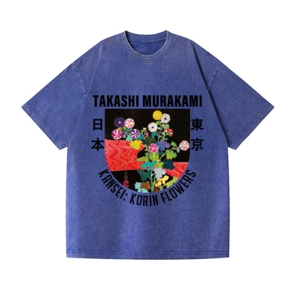TM Flower Vintage Wash Japanese Design T-Shirt