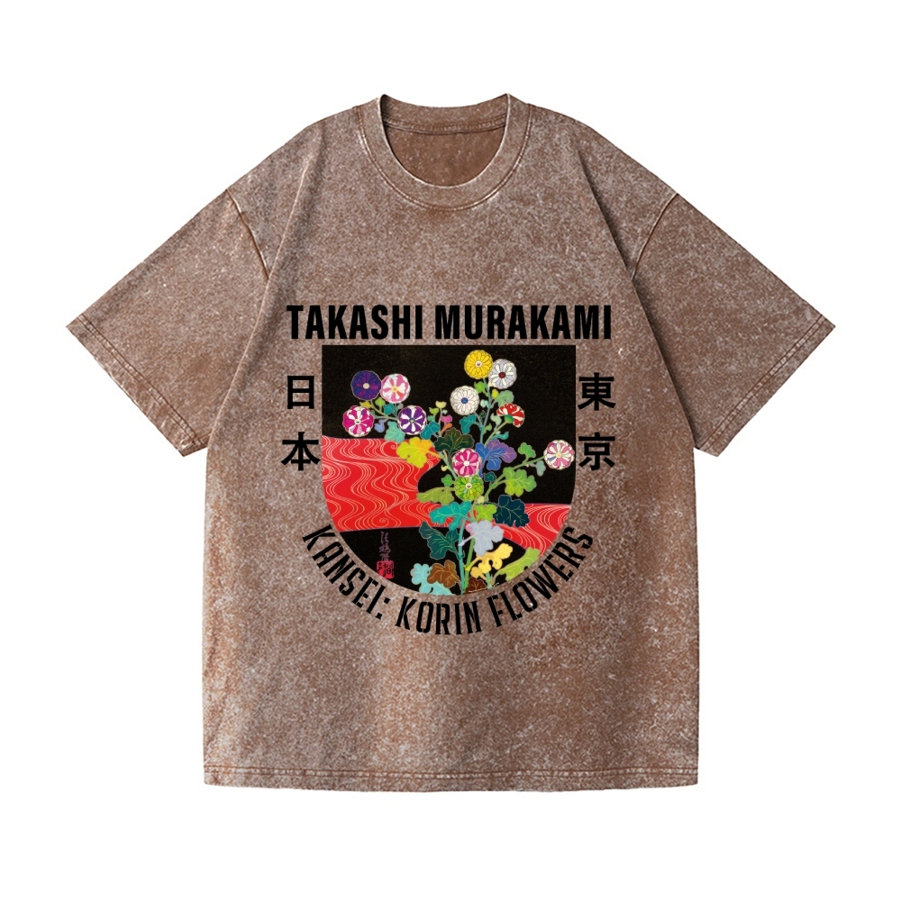 TM Flower Vintage Wash Japanese Design T-Shirt