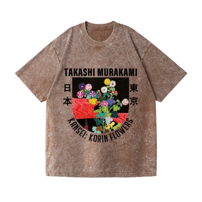TM Flower Vintage Wash Japanese Design T-Shirt
