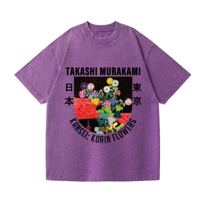 TM Flower Vintage Wash Japanese Design T-Shirt