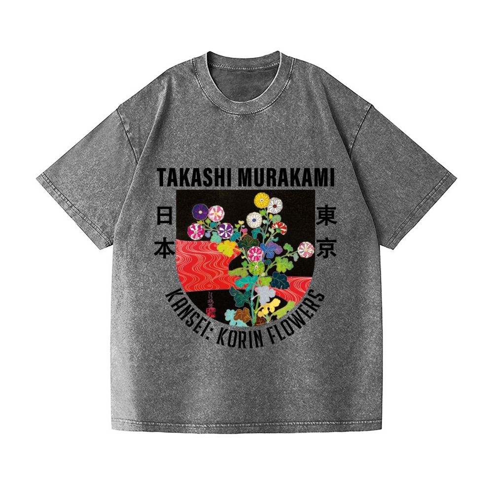 TM Flower Vintage Wash Japanese Design T-Shirt