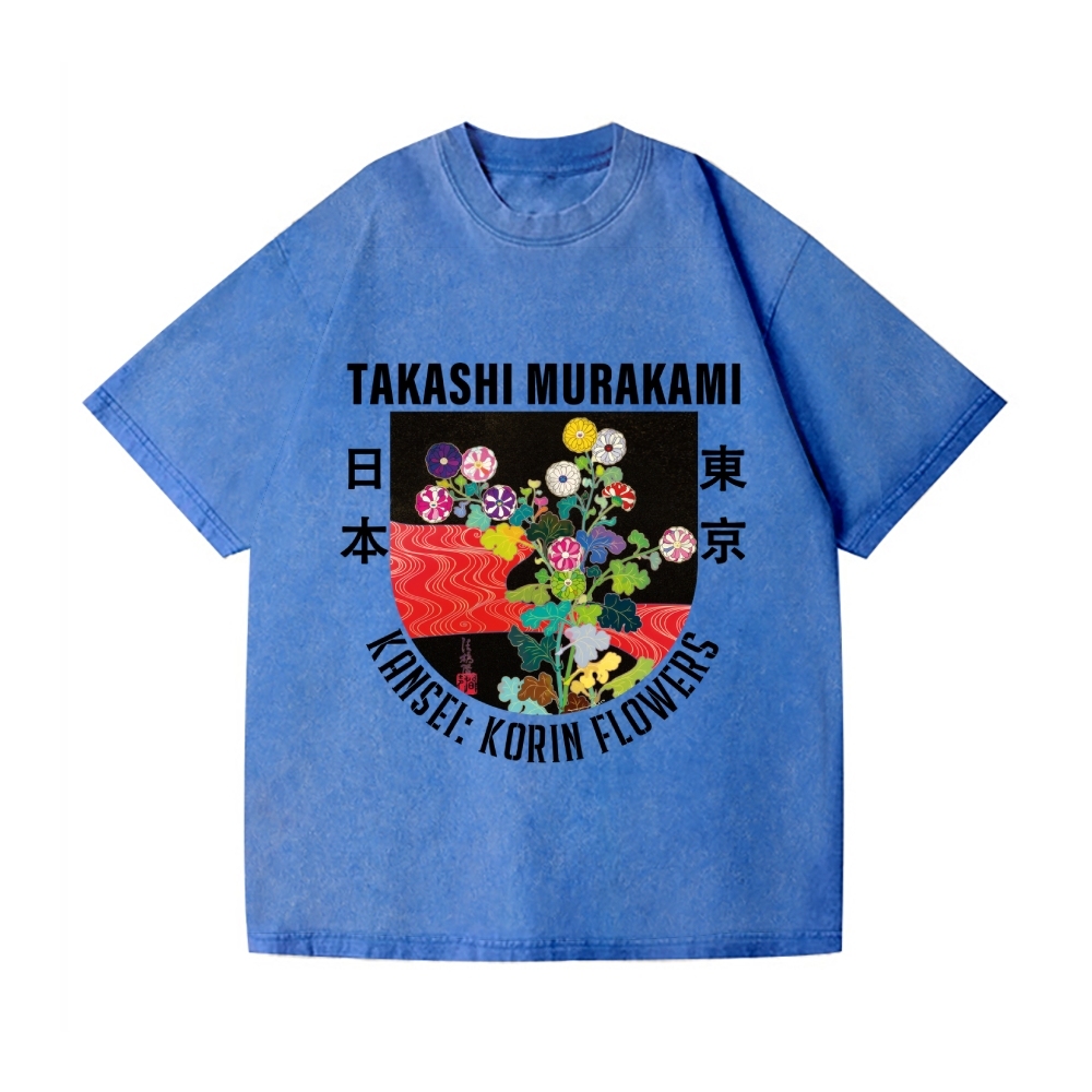 TM Flower Vintage Wash Japanese Design T-Shirt