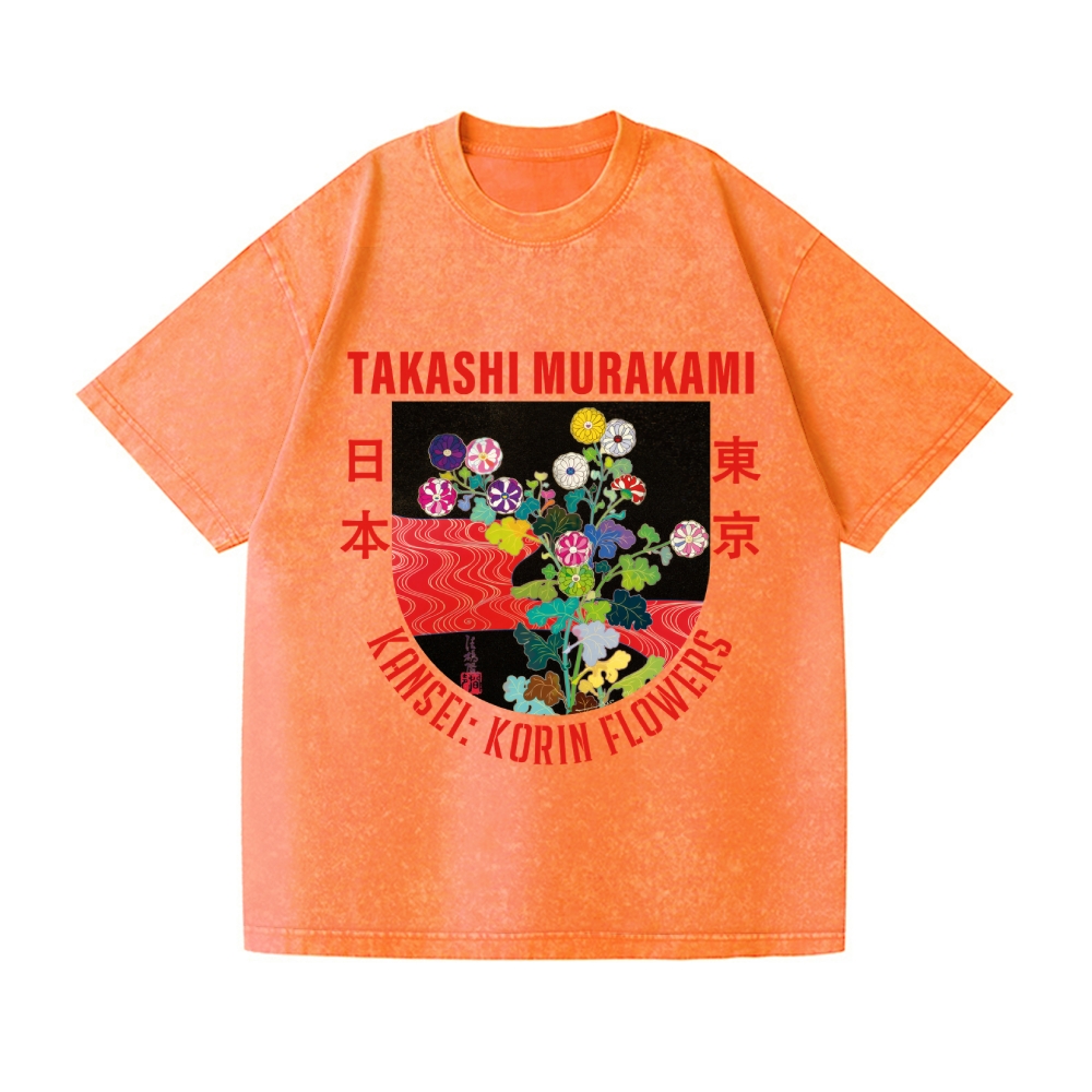 TM Flower Vintage Wash Japanese Design T-Shirt