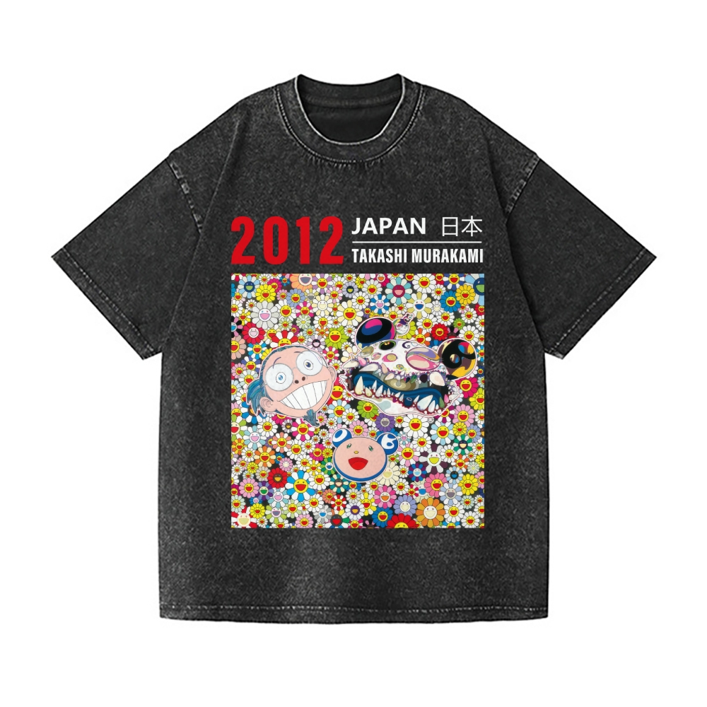 TM Flower Vintage Wash Japanese Design T-Shirt