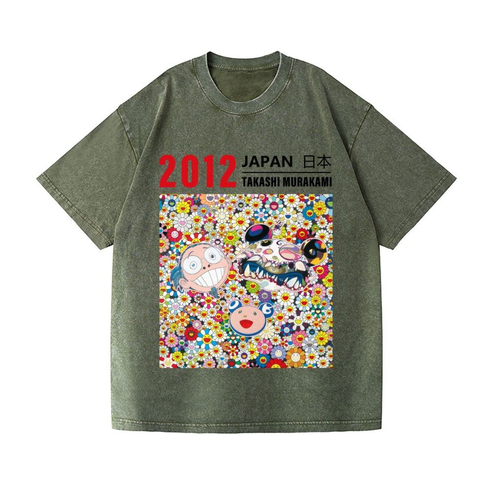 TM Flower Vintage Wash Japanese Design T-Shirt