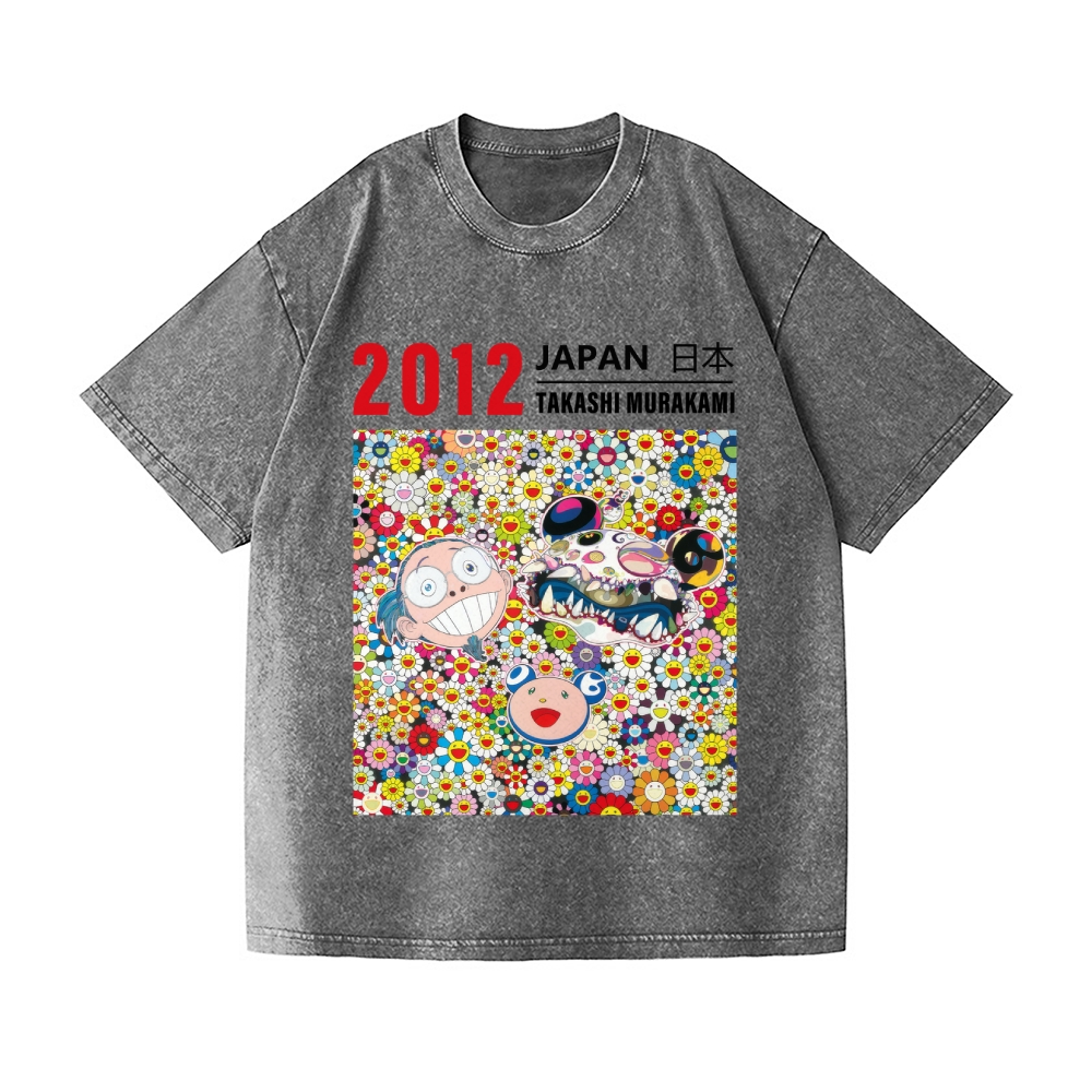 TM Flower Vintage Wash Japanese Design T-Shirt