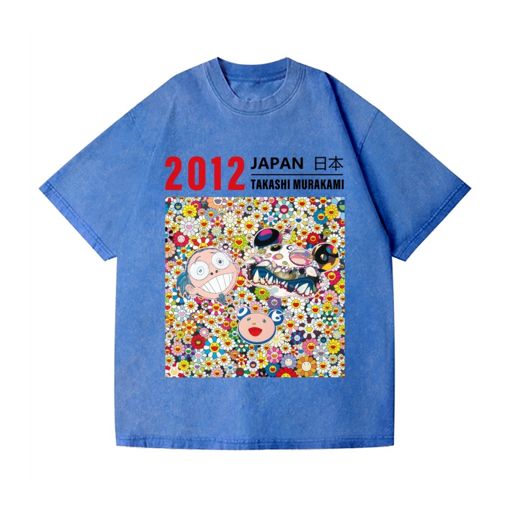 TM Flower Vintage Wash Japanese Design T-Shirt