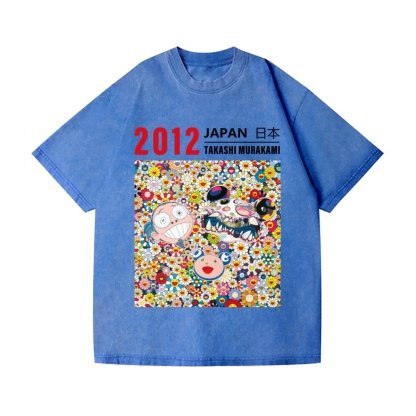 TM Flower Vintage Wash Japanese Design T-Shirt