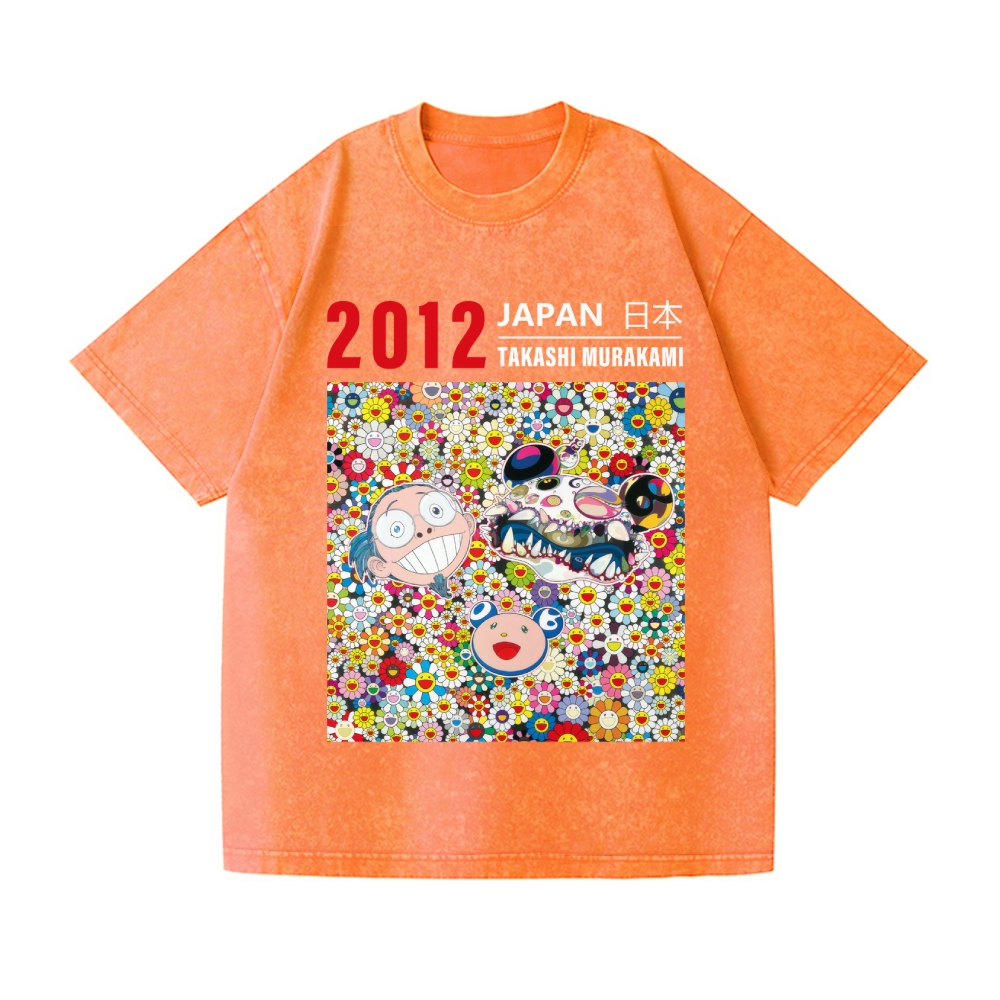 TM Flower Vintage Wash Japanese Design T-Shirt