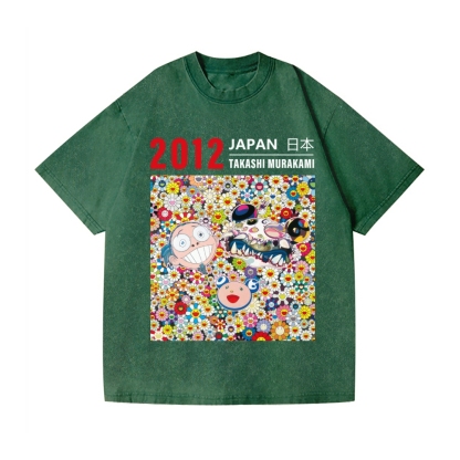 TM Flower Vintage Wash Japanese Design T-Shirt