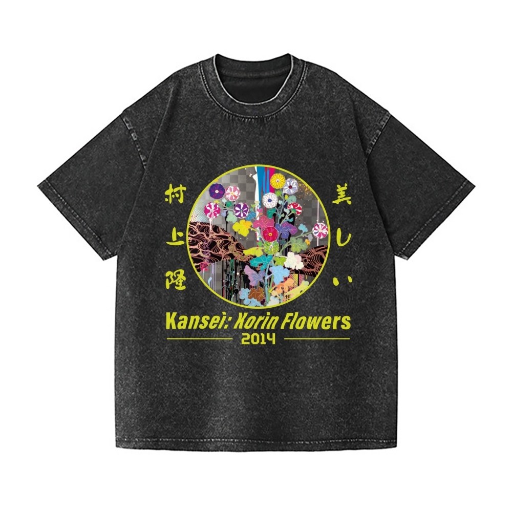 TM Flower Vintage Wash Japanese Design T-Shirt