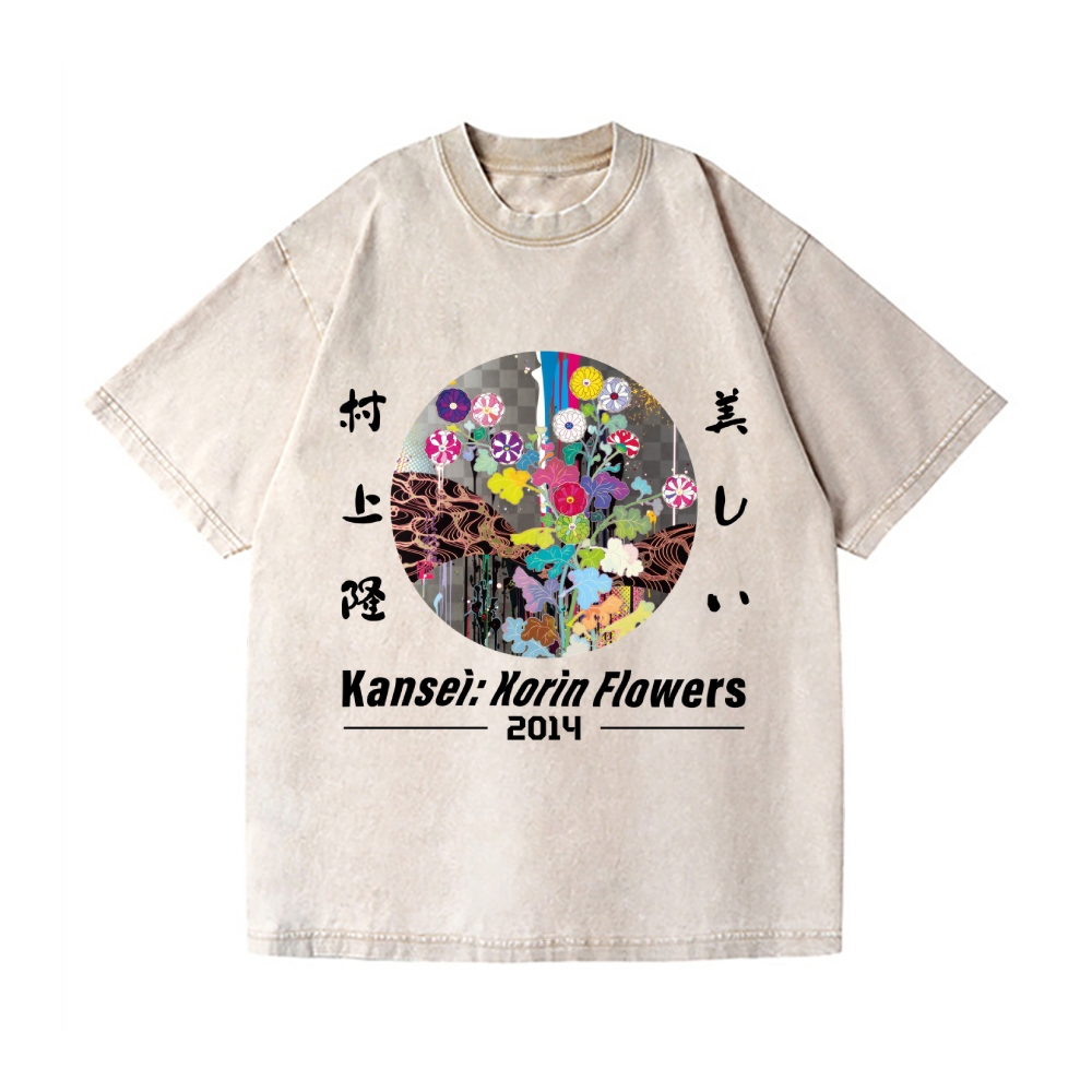 TM Flower Vintage Wash Japanese Design T-Shirt