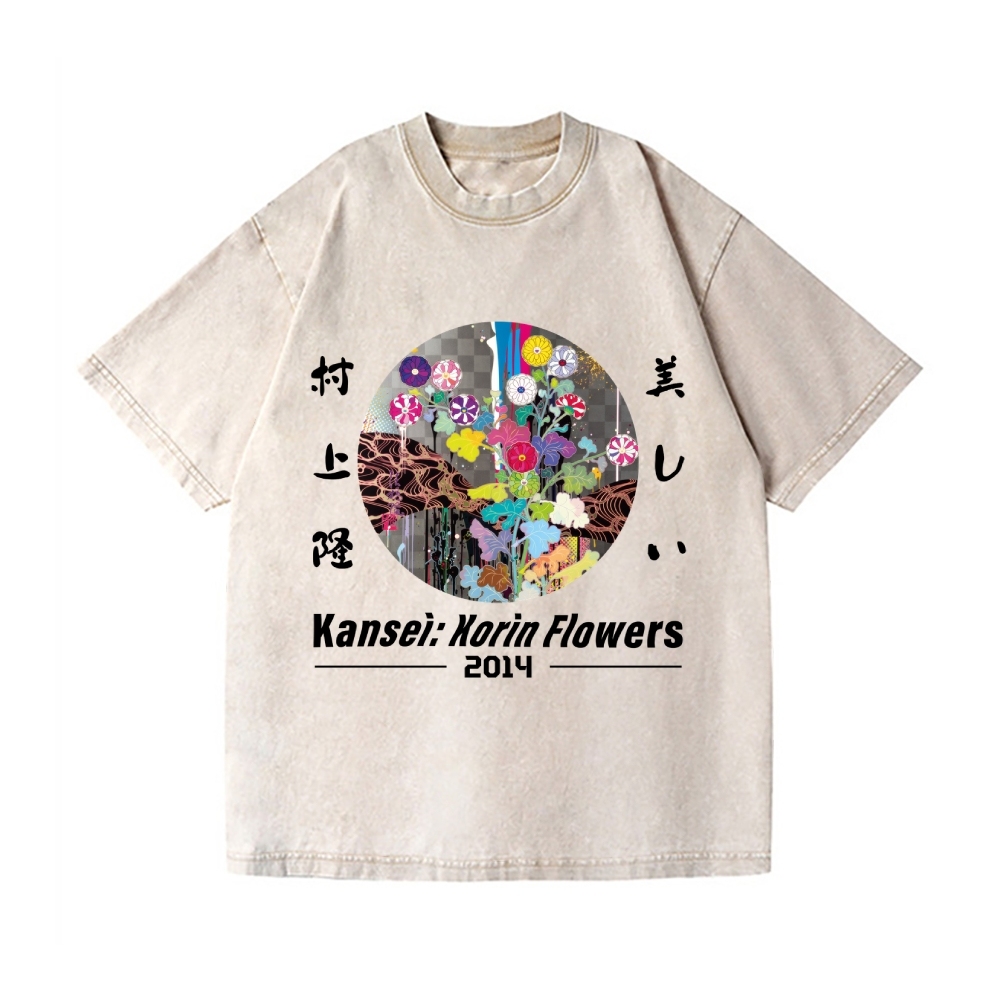 TM Flower Vintage Wash Japanese Design T-Shirt