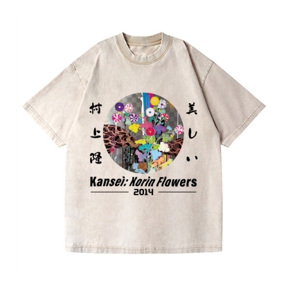 TM Flower Vintage Wash Japanese Design T-Shirt