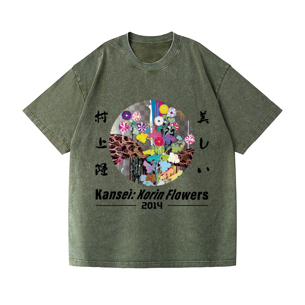 TM Flower Vintage Wash Japanese Design T-Shirt