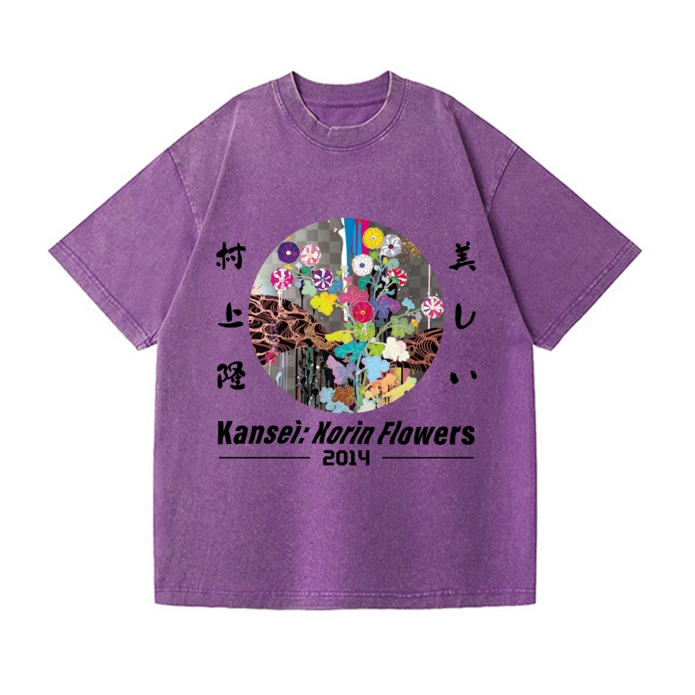 TM Flower Vintage Wash Japanese Design T-Shirt