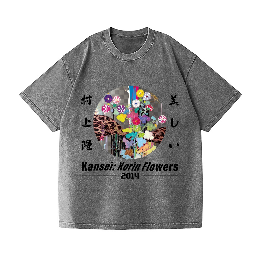 TM Flower Vintage Wash Japanese Design T-Shirt