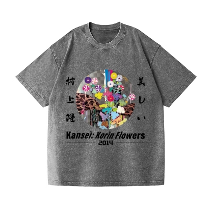 TM Flower Vintage Wash Japanese Design T-Shirt