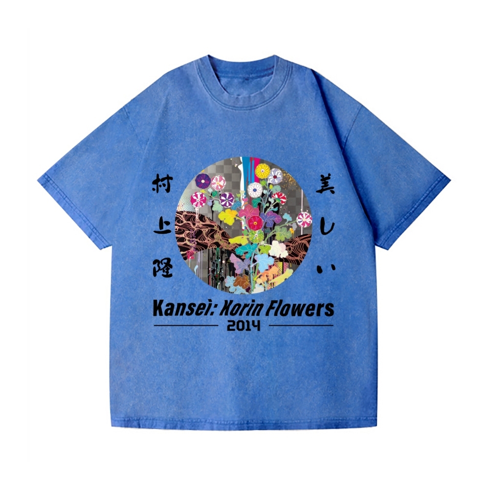 TM Flower Vintage Wash Japanese Design T-Shirt
