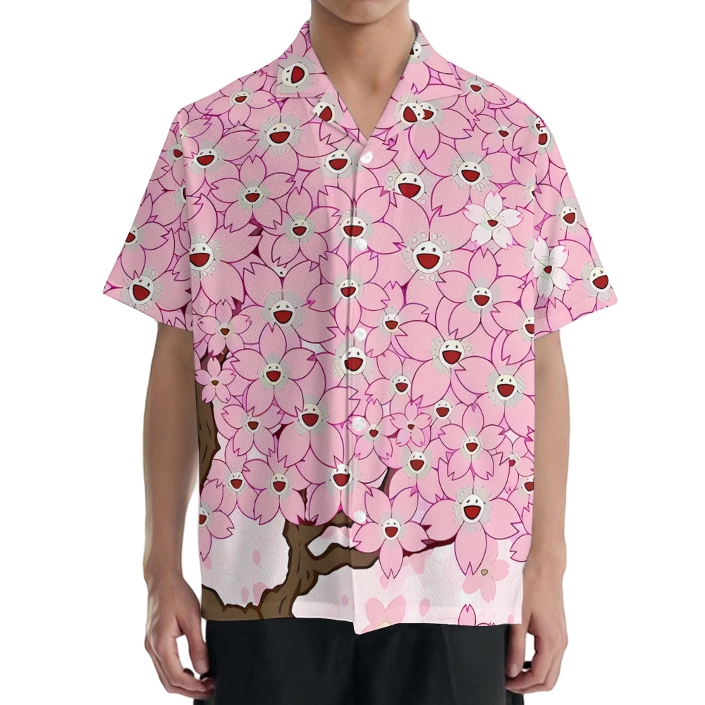 TM Sakura Flower Japanese Style Camp Shirt