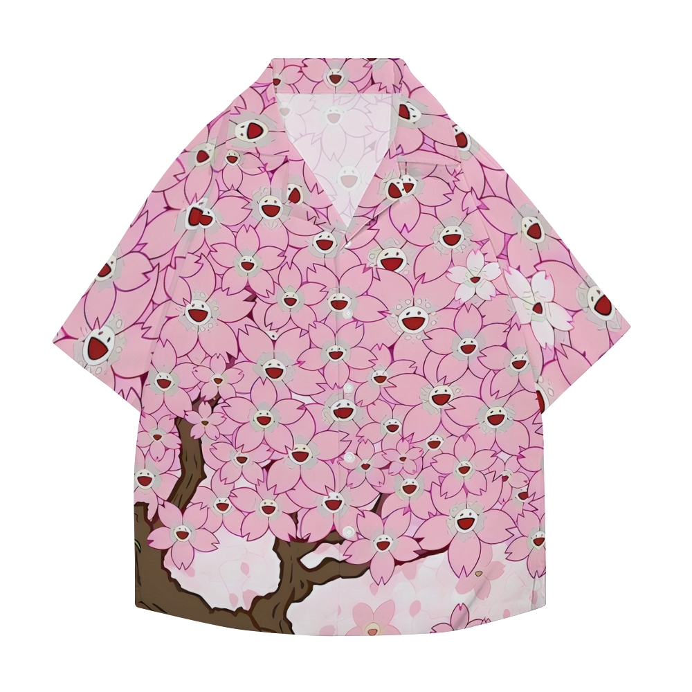 TM Sakura Flower Japanese Style Camp Shirt