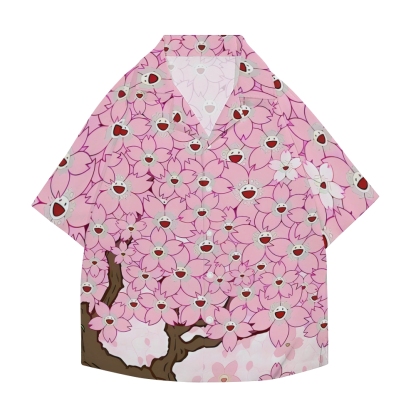 TM Sakura Flower Japanese Style Camp Shirt