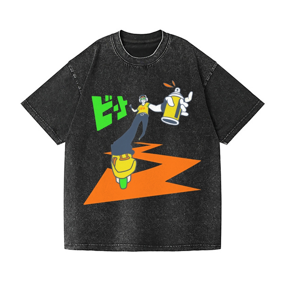 Don't Stop the Beat Vintage Wash Japanese Design T-Shirt